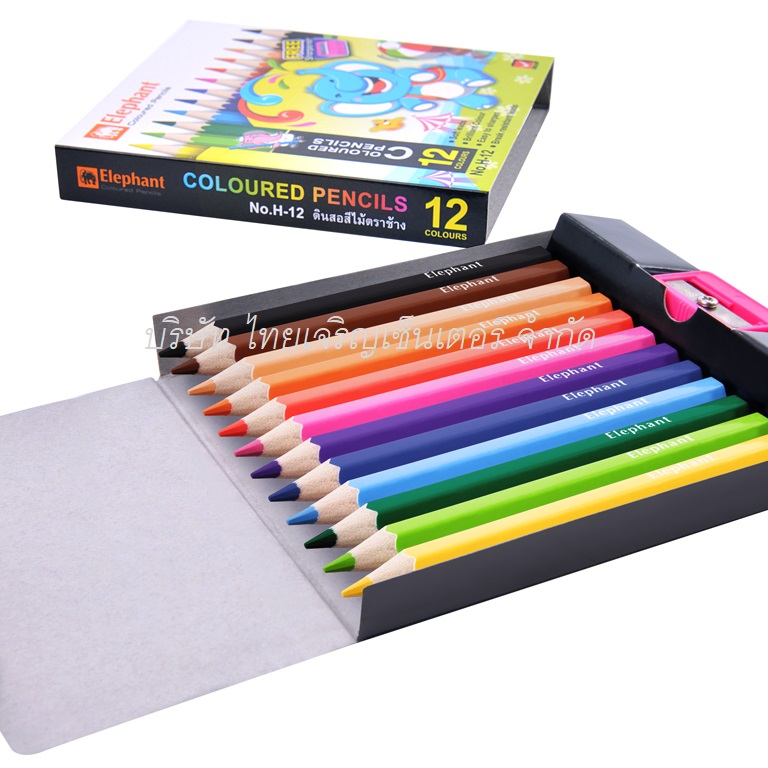 สีไม้ ตรา ช้าง 12 สี สั้น (โหล)