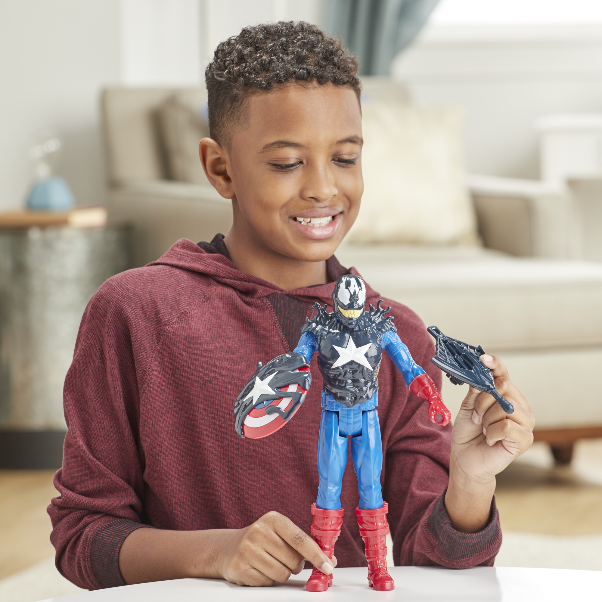 Hasbro Marvel Spider-Man Maximum Venom Titan Hero Captain America Figure ฮาสโบร มาร์เวล สไปเดอร์แมน แม็กซิมั่ม เวน่อม หุ่นโมเดลฟิกเกอร์ กัปตันอเมริกา ขนาด 12 นิ้ว ลิขสิทธิ์แท้
