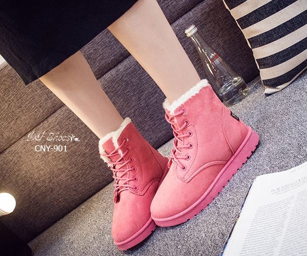 รองเท้าผ้าใบกันหนาวบุขน (สีดำ)