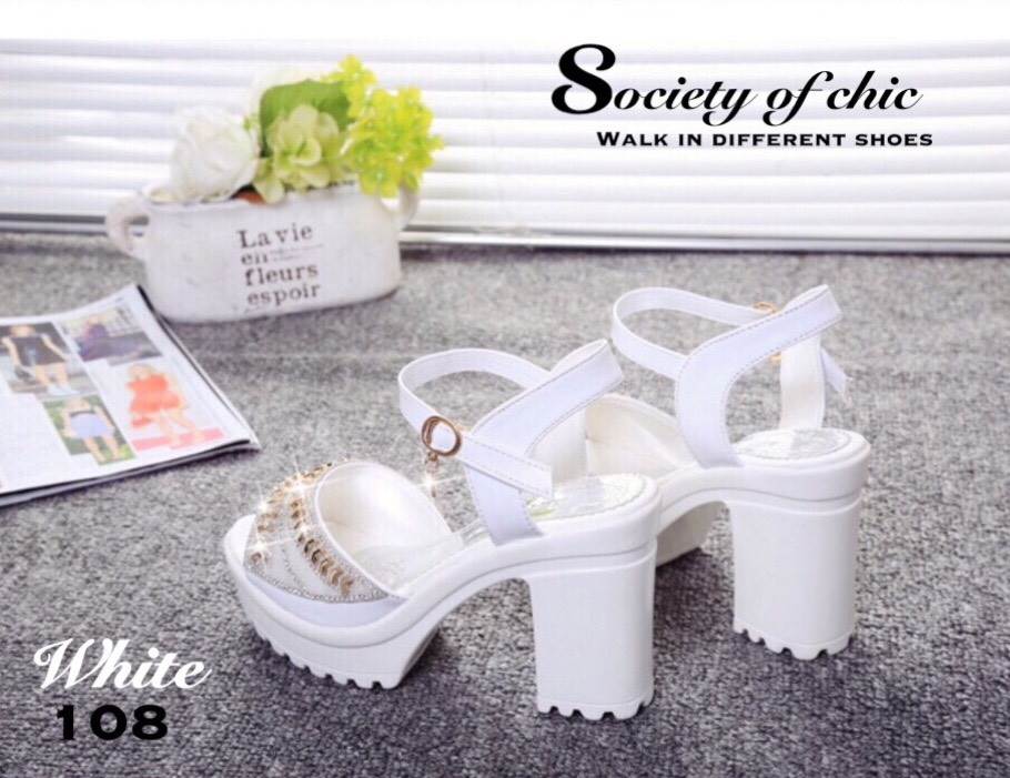 รองเท้าแพลตฟอร์มแต่งเพชร (สีชมพู)