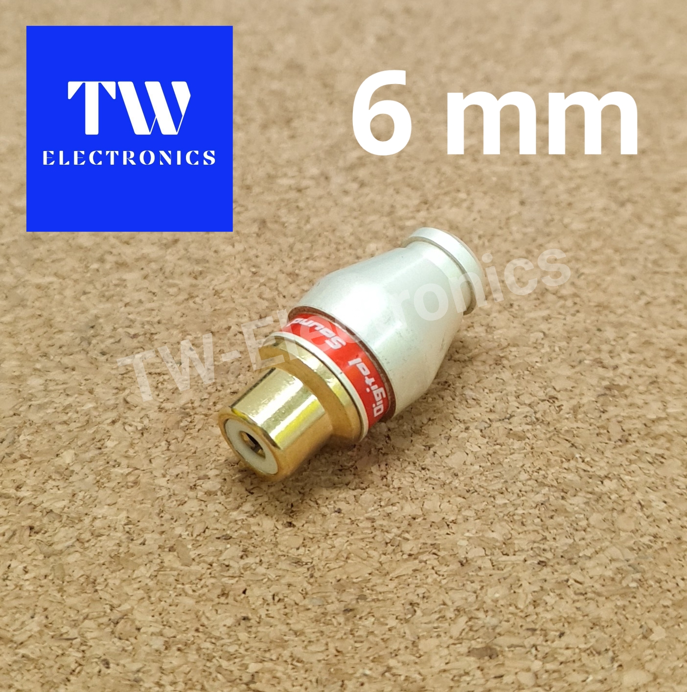หัวRCA(ตัวเมีย)ขาวมุก(6mm)/คาดสีแดง