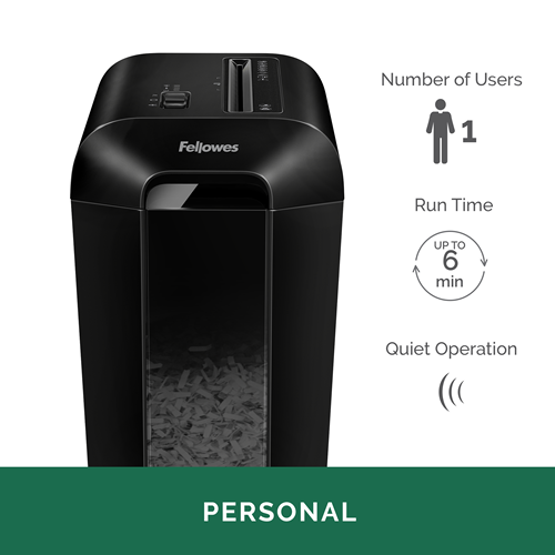 ขายถูก เครื่องทำลายเอกสาร Fellowes รุ่น LX65 ตัดครั้งละ 10 แผ่น/ครั้ง ( A4/70) 4x40 Cross Cut