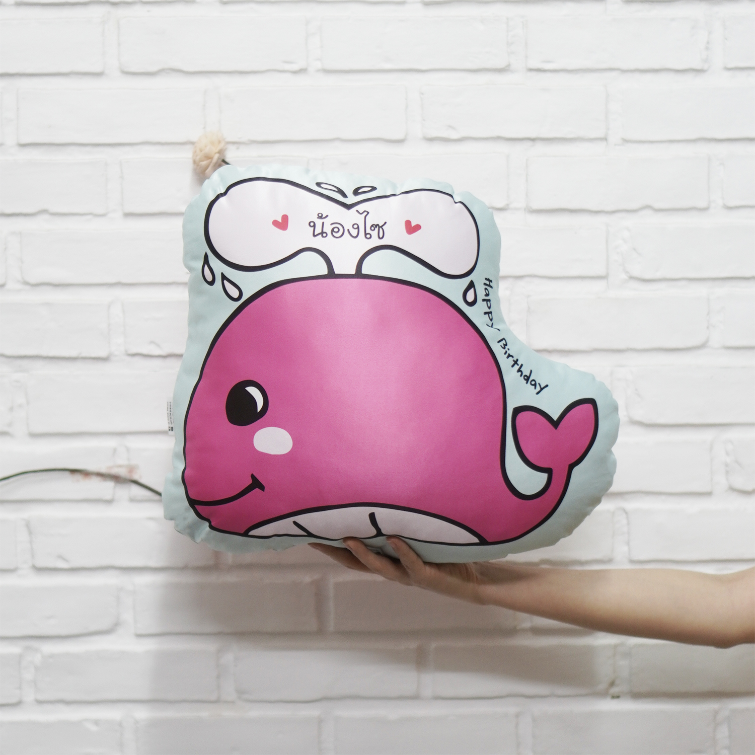 หมอนสั่งทำใส่ชื่อ ลายวาฬ - Whale