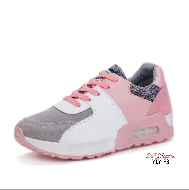 รองเท้าผ้าใบแฟชั่นทรงSportพาสเทล (สีชมพู)