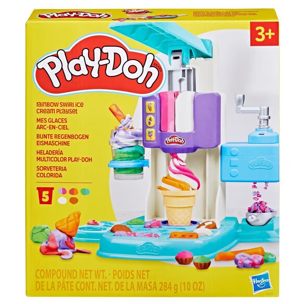 Hasbro Play-Doh Rainbow Swirl Ice Cream Playset ฮาสโบร แป้งดินน้ำมันเด็ก เพลย์โดว์ เรนโบว์ สเวิร์ล ไอศครีม เพลย์เซ็ท ลิขสิทธิ์แท้