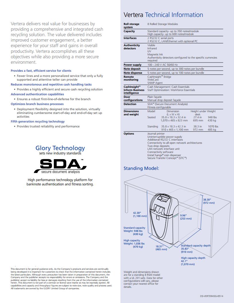 เครื่องนับเงิน Vertera 5G Cash Recycler