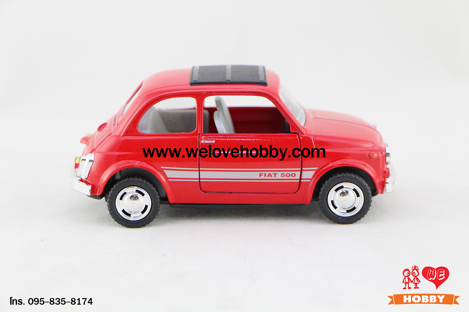 โมเดลรถเฟียต Fiat 500 สีแดง Scale 1:24