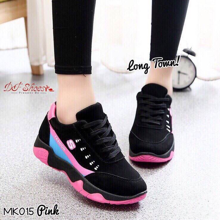 รองเท้าผ้าใบ Sport โลโก้S (สีชมพู)