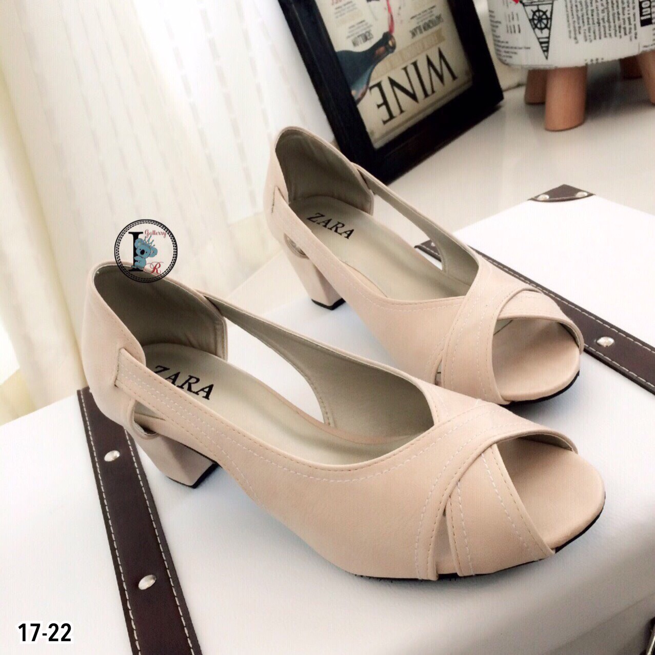 รองเท้าคัทชูเปิดหน้าเท้าสไตล์ Zara (สีครีม)