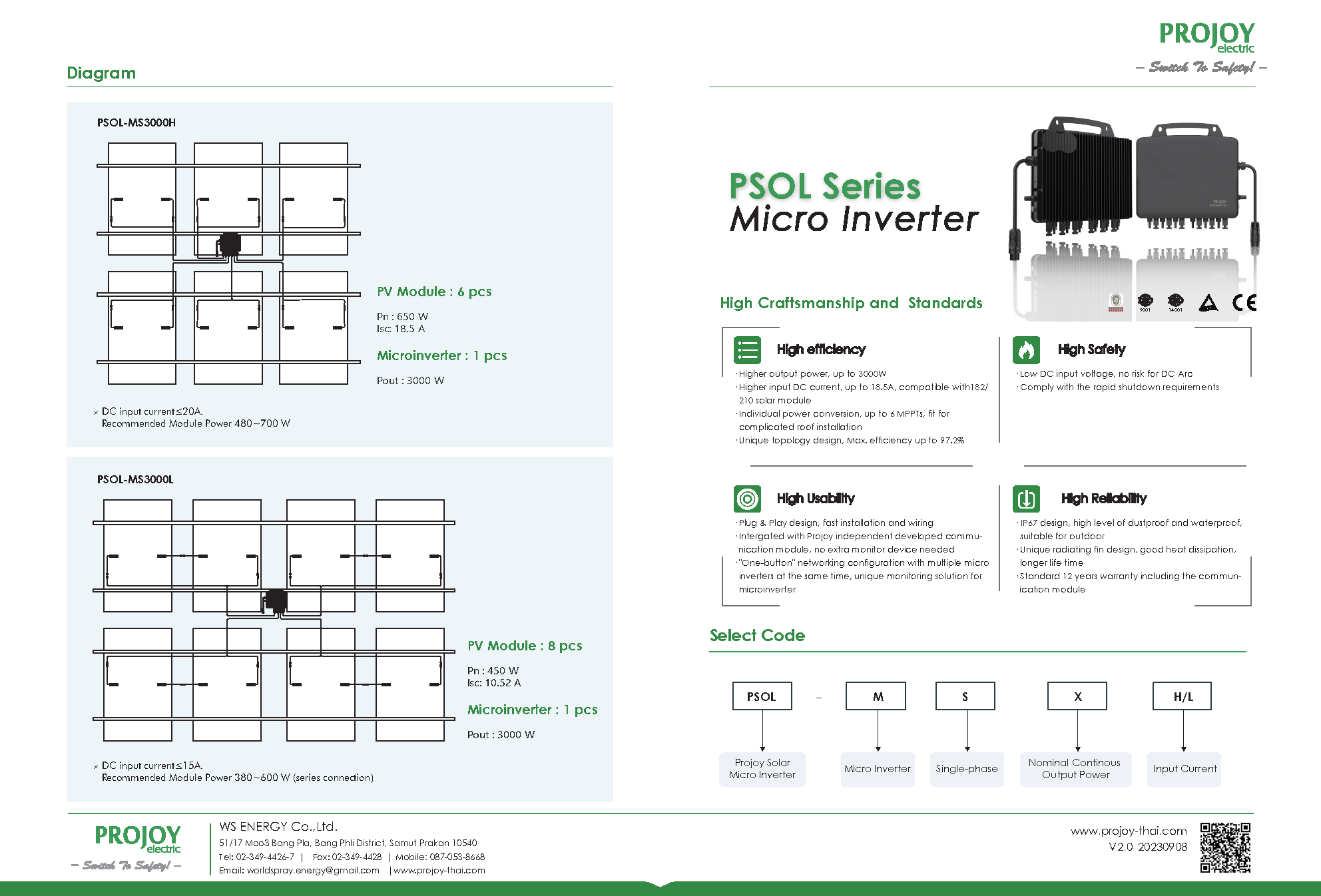 ไมโครอินเวอร์เตอร์ มาตรฐาน วสท พร้อมตู้ไฟและระบบกันย้อน 3KW