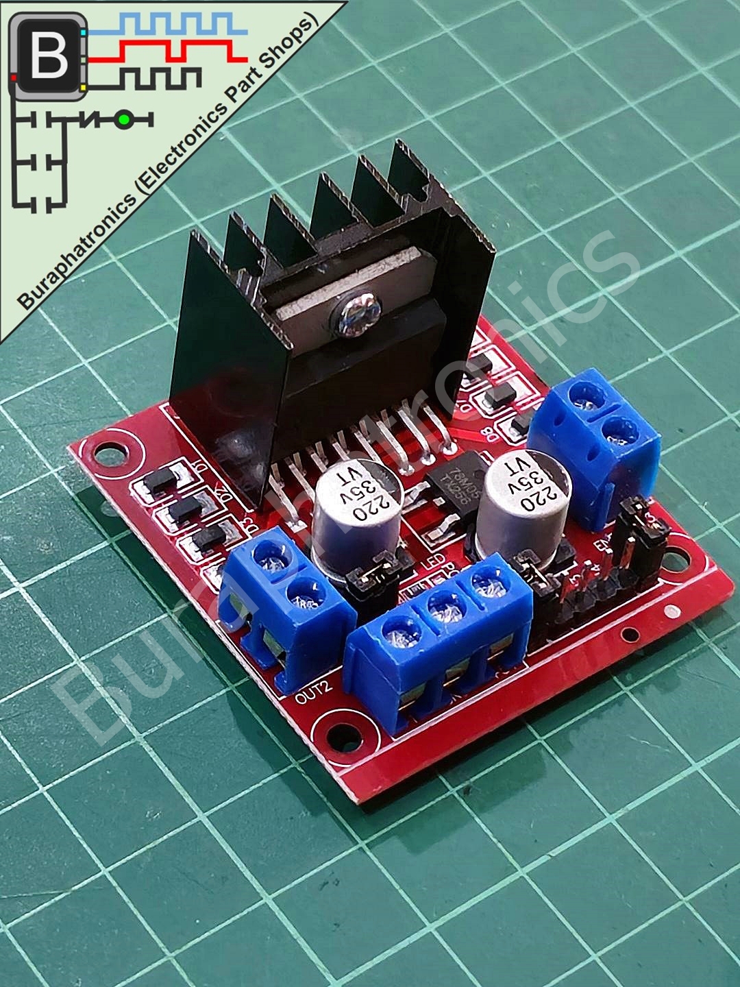 L298N Motor Driver 5-35VDC Max 2A 25W (โมดูลขับมอเตอร์ 5-35VDC ขับกระแสสูงสุด 2A )