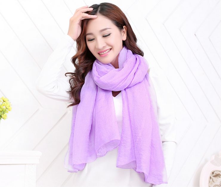 ผ้าคลุมไหล่ scarf ม่วงอ่อน