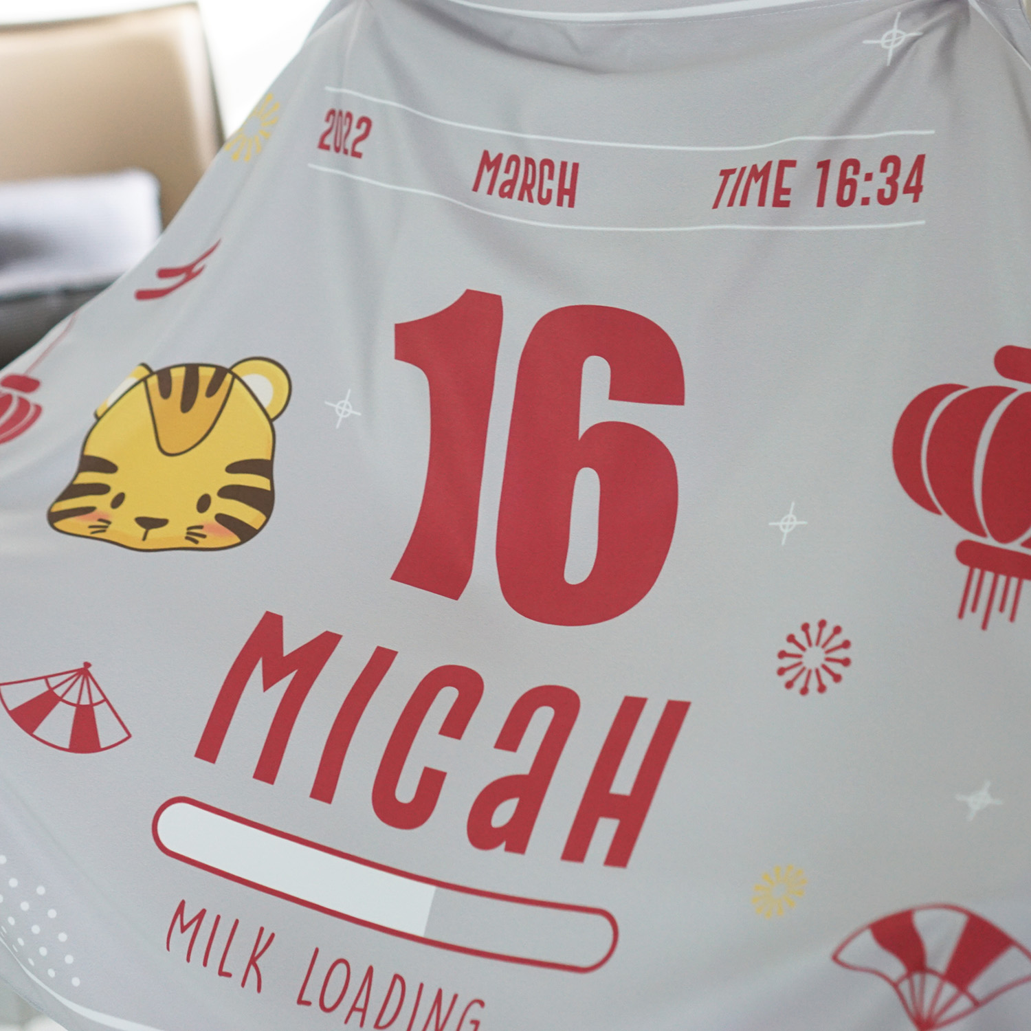 ชุดของขวัญเด็กแรกเกิด ผ้าคลุมให้นม + ผ้าห่มขนาด 75x100cm ลาย Chinese Calendar