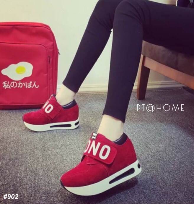 รองเท้าผ้าใบเสริมส้นเมจิกเทป (สีดำ)