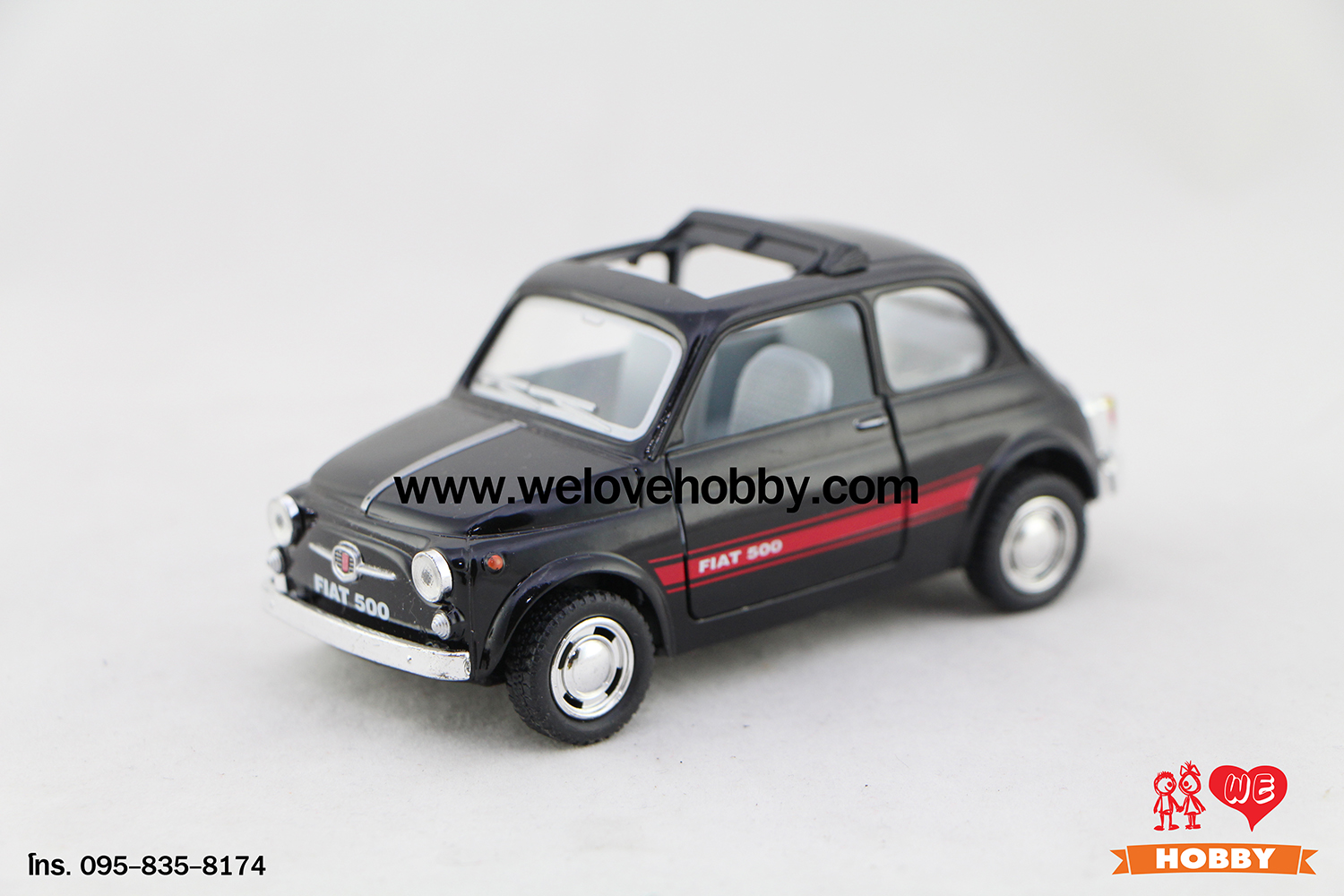 โมเดลรถเฟียต Fiat 500 สีดำ Scale 1:24