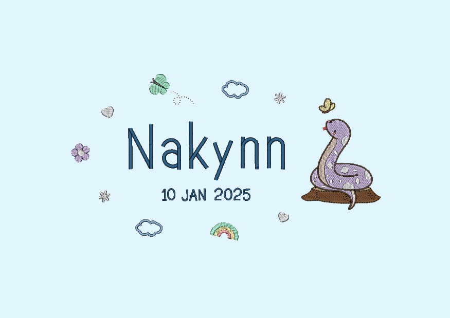 ผ้าห่ม Minky แบบปักชื่อ+การ์ตูน - Snake