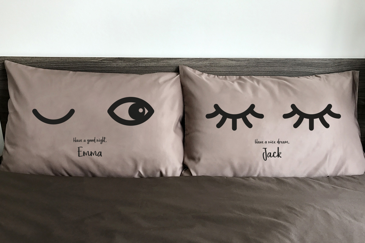 ปลอกหมอนหนุนคู่ สีน้ำตาล - Eyes