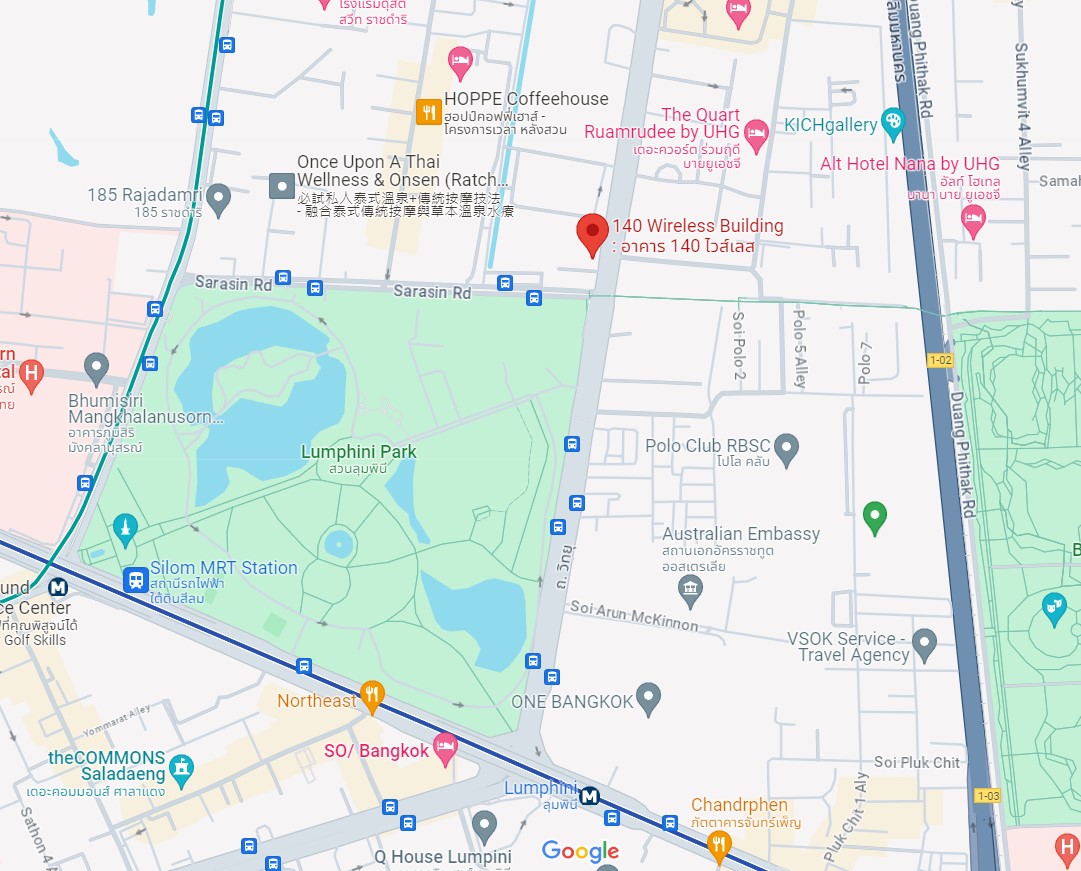 อาคารสำนักงาน 140 ไวร์เลส (140 Wireless) สำนักงานให้เช่า ย่านถนนวิทยุและถนนสารสิน ใกล้สวนลุมพินี เพียง 100 เมตร