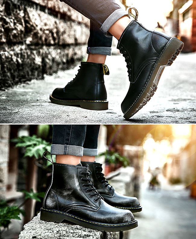 01058 รองเท้าบูท LZDZN Martin Boots Leather Shoes high สไตล์วินเทจ [ชาย/หญิง] Size 38-44