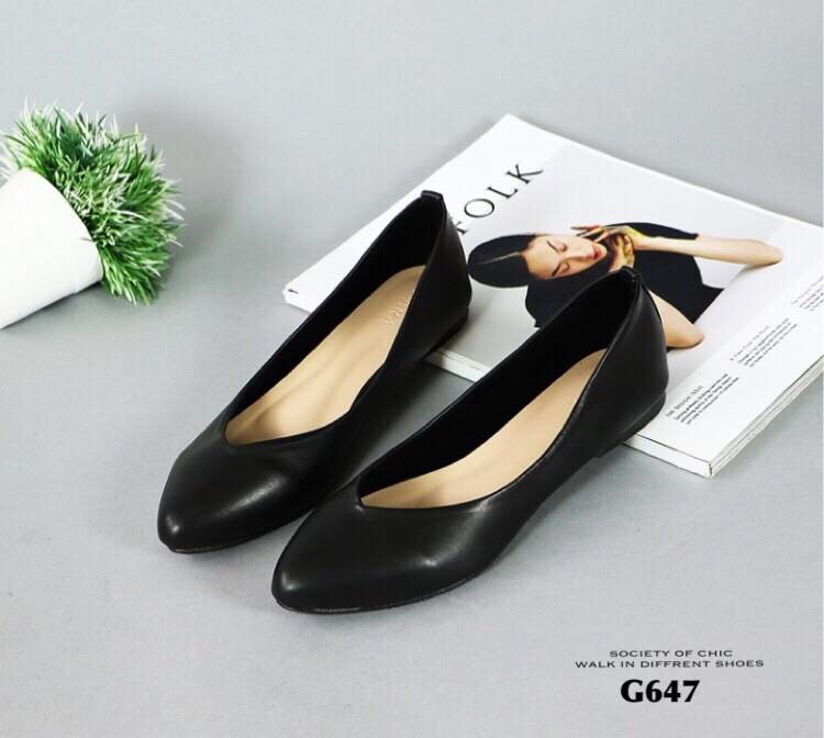 รองเท้าคัทชูส้นแบน Style Zara (สีดำ)