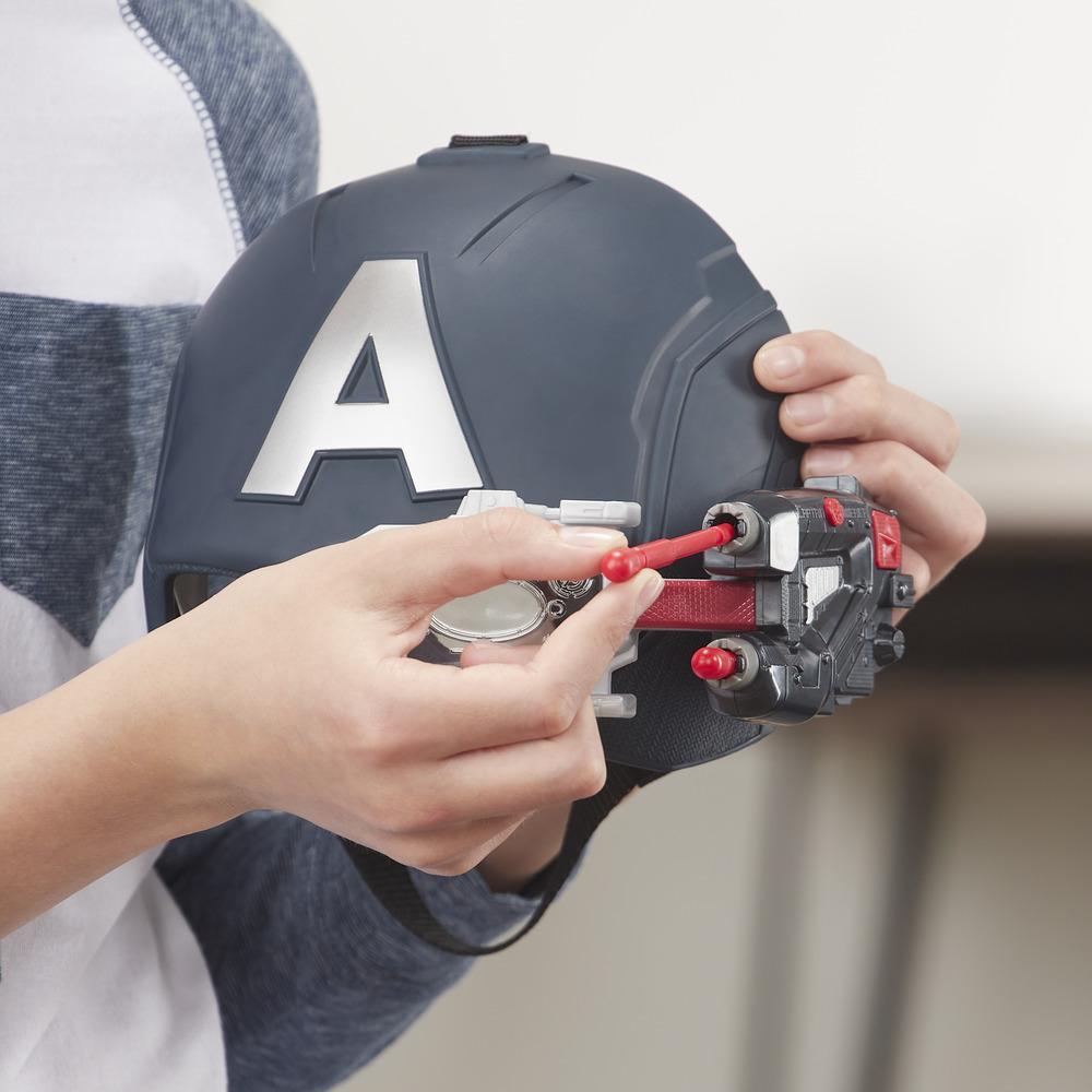 Hasbro Marvel Avengers Captain America Scope Vision Helmet หมวกหน้ากาก กัปตัน อเมริกา (แบบครึ่งใบ) มีแสงสีแดง-เขียว ปรับขึ้นลงได้ บรรจุแท่งยิงได้ ลิขสิทธิ์แท้