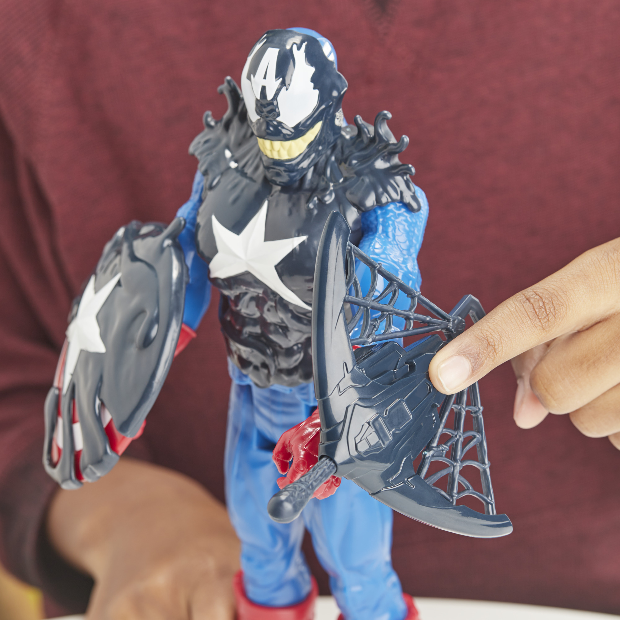 Hasbro Marvel Spider-Man Maximum Venom Titan Hero Captain America Figure ฮาสโบร มาร์เวล สไปเดอร์แมน แม็กซิมั่ม เวน่อม หุ่นโมเดลฟิกเกอร์ กัปตันอเมริกา ขนาด 12 นิ้ว ลิขสิทธิ์แท้
