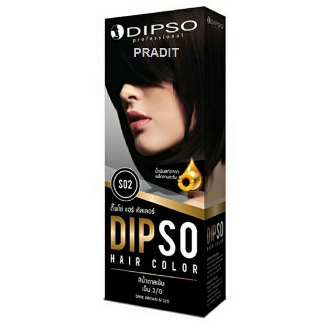 DIPSO HAIR COLOR ดิ๊พโซ่ แฮร์คัลเลอร์ S02 สีดำน้ำตาลเข้ม 220 กรัม