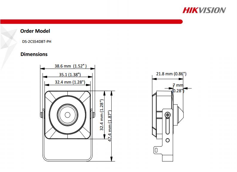 ขายถูก HIKVISION Turbo HD รุ่น DS-2CS54D8T-PH(3.7mm) ความละเอียด 2 ล้านพิกเซล
