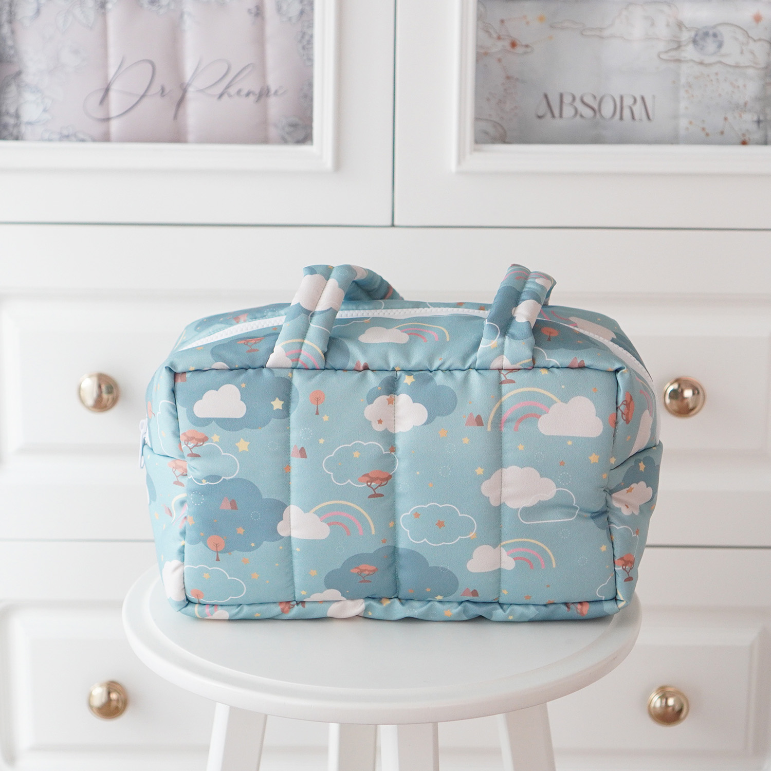 Fluffy Bowling Bag กระเป๋านุ่มนิ่ม ทรง Bowling สั่งทำใส่ข้อความ ลาย Safari - Green