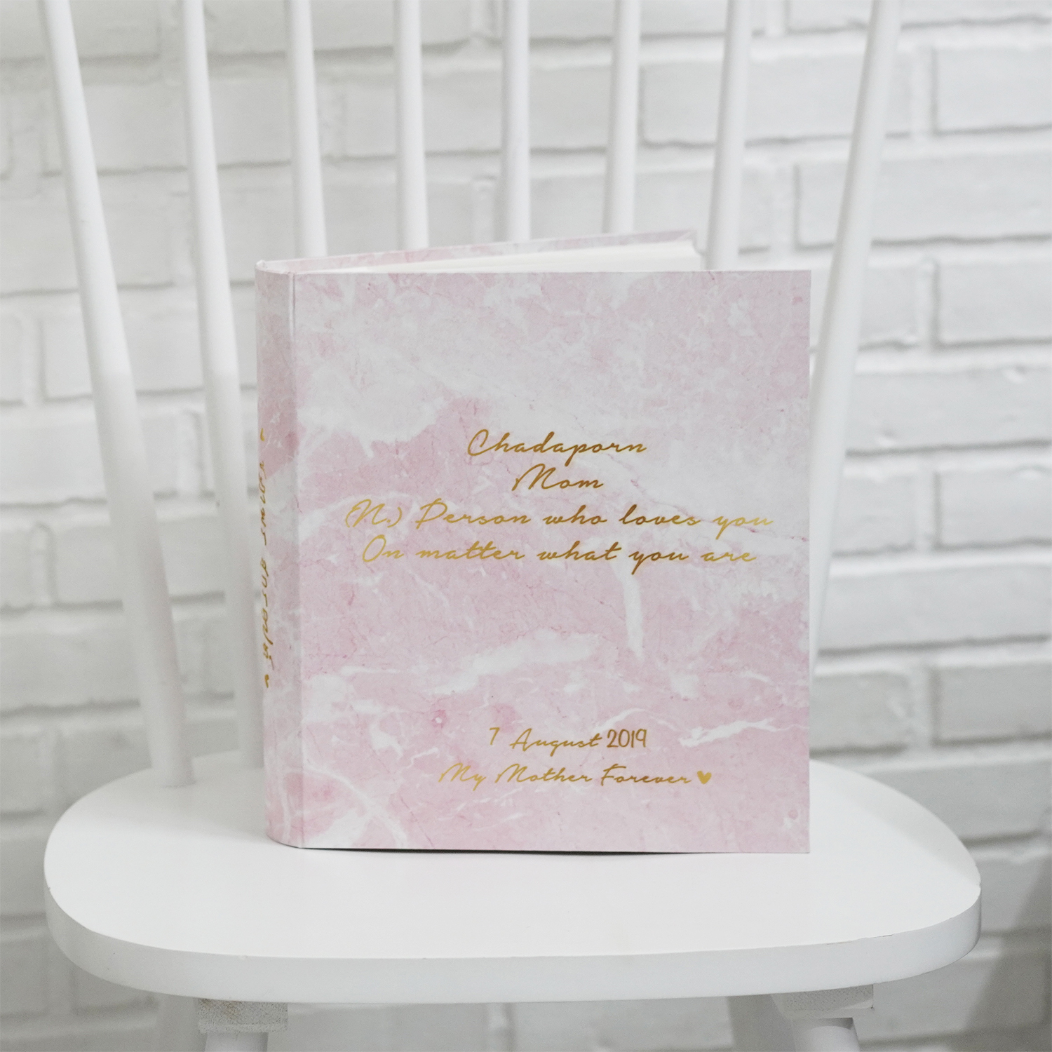 อัลบั้มสั่งทำใส่ชื่อ ลายหินอ่อนสีชมพู - Pink Marble - Gold