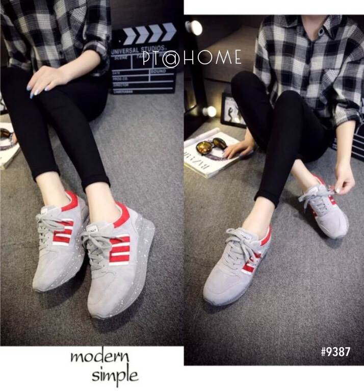 รองเท้าผ้าใบ Sport แถบทูโทน (สีดำ)