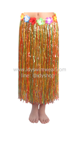 แบบที่ 1ขนาดยาว 80 cm สีมิกซ์ กระโปรงเชือกฟาง Hawaii กระโปรงฮาวาย อย่างเดียว อย่างหนา