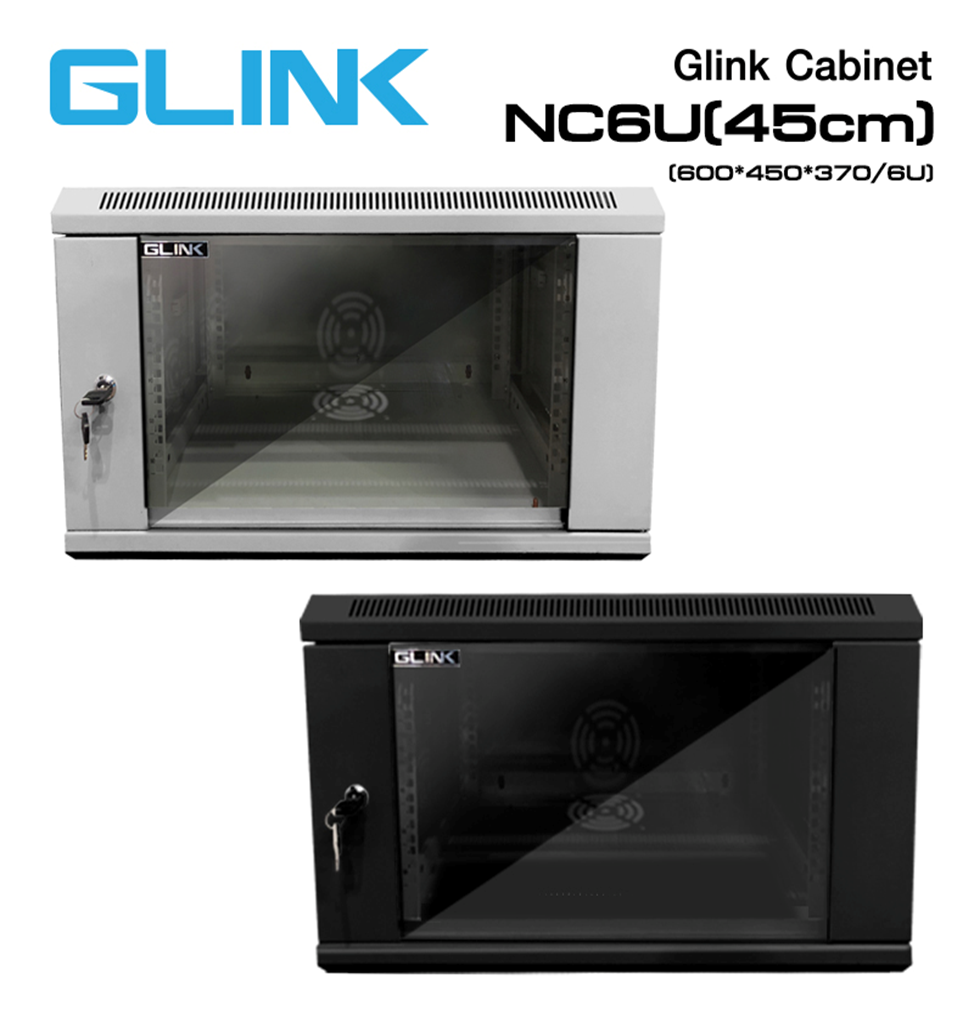 ขายถูก Glink ตู้ Rack 6U 19" ลึก 45CM สีดำ/สีขาว (เหล็กหนา 1.0 mm) 60*45*37 CM. สีดำ/สีขาว ออกใบกำกับภาษีได้