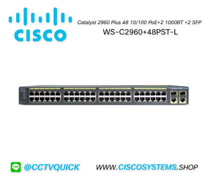 EOL WS-C2960+48PST-L (Cisco Catalyst 2960 Plus 48 10/100 PoE+2 1000BT+2 SFP LAN Base) ** C1000-48P-4G-L