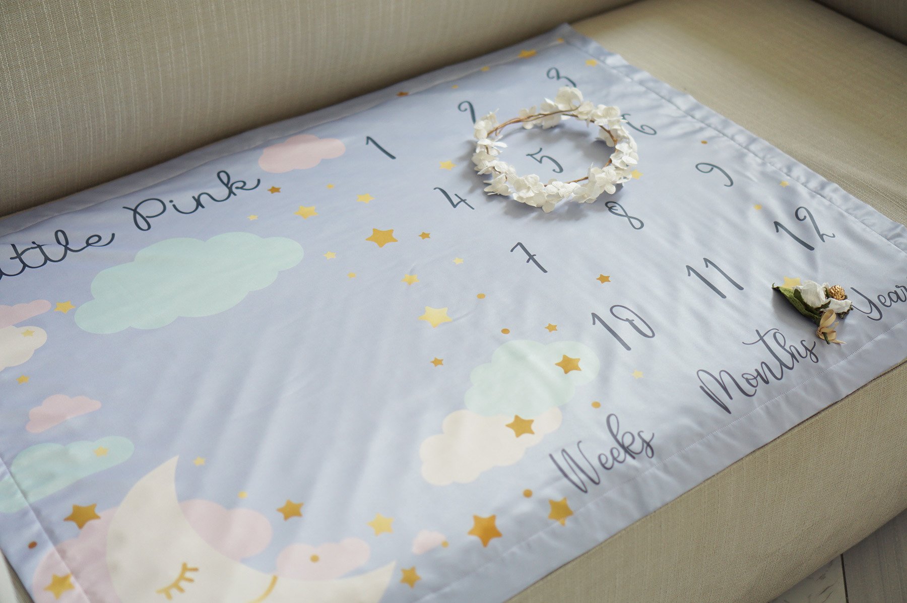 ผ้าห่มเด็ก Milestone ลาย Moon - Lavender
