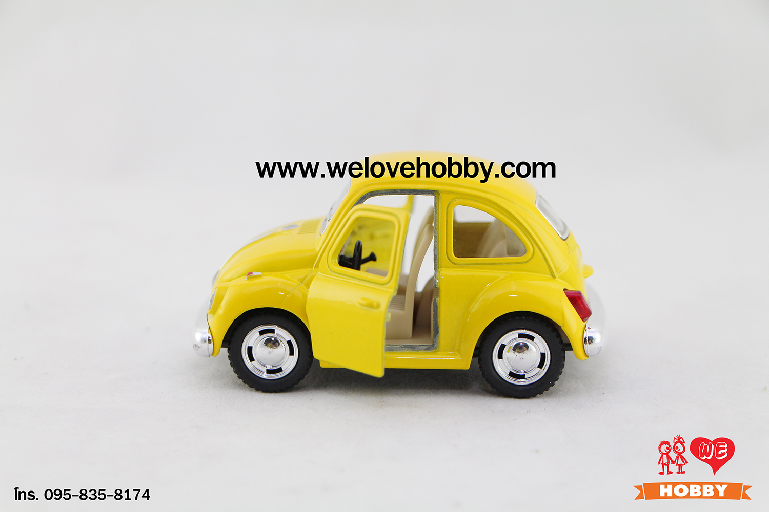 โมเดลรถคลาสสิค 1967 Volkswagen Classical Beetle ไซส์เล็ก สีเหลือง