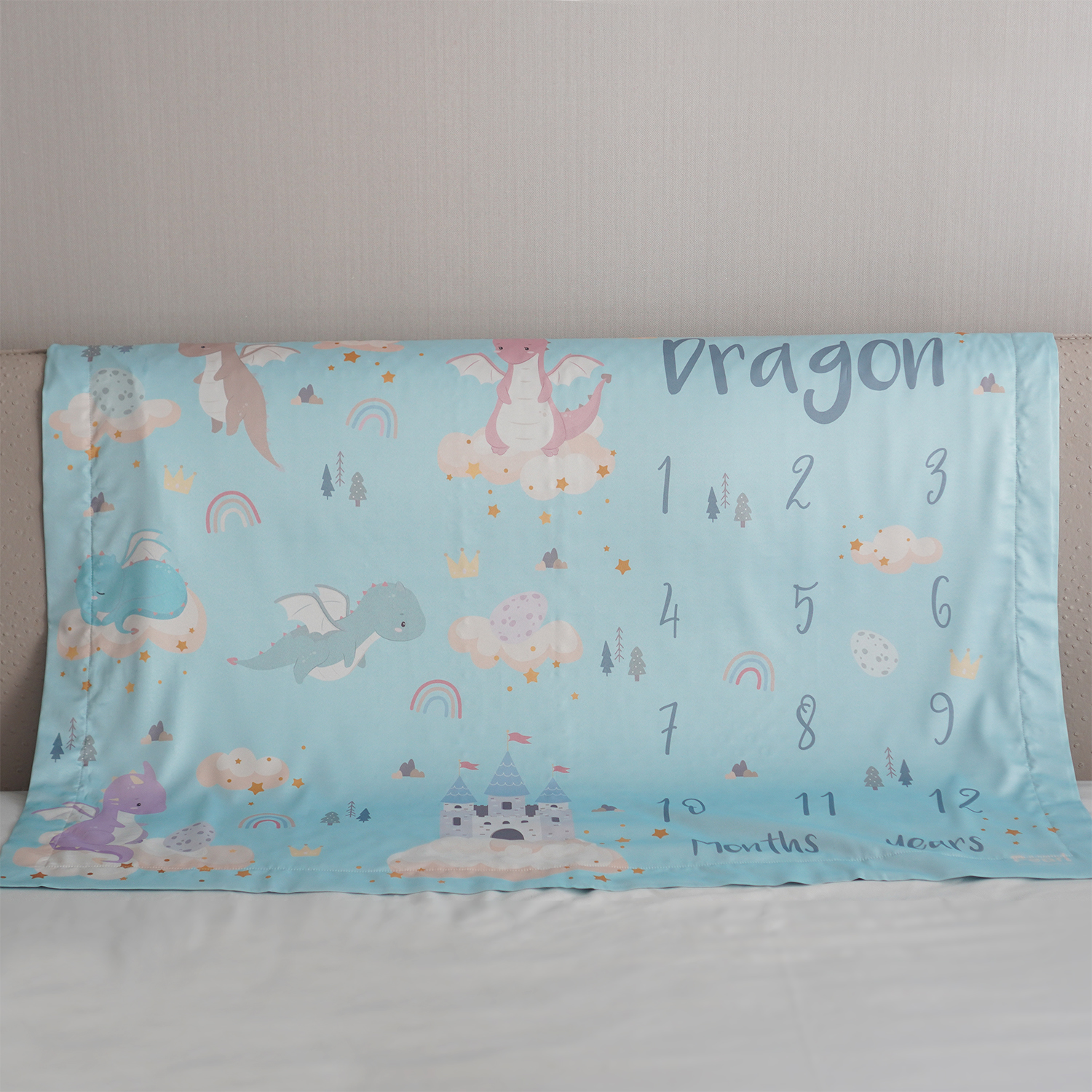 ผ้าห่ม Milestone ลาย Dragon - Blue