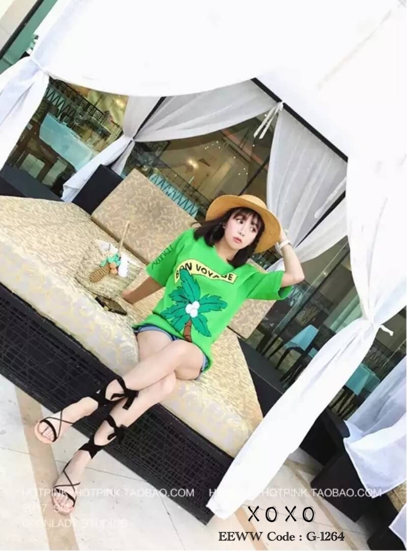 รองเท้าแตะพันขาแต่งริบบิ้น (สีดำ)