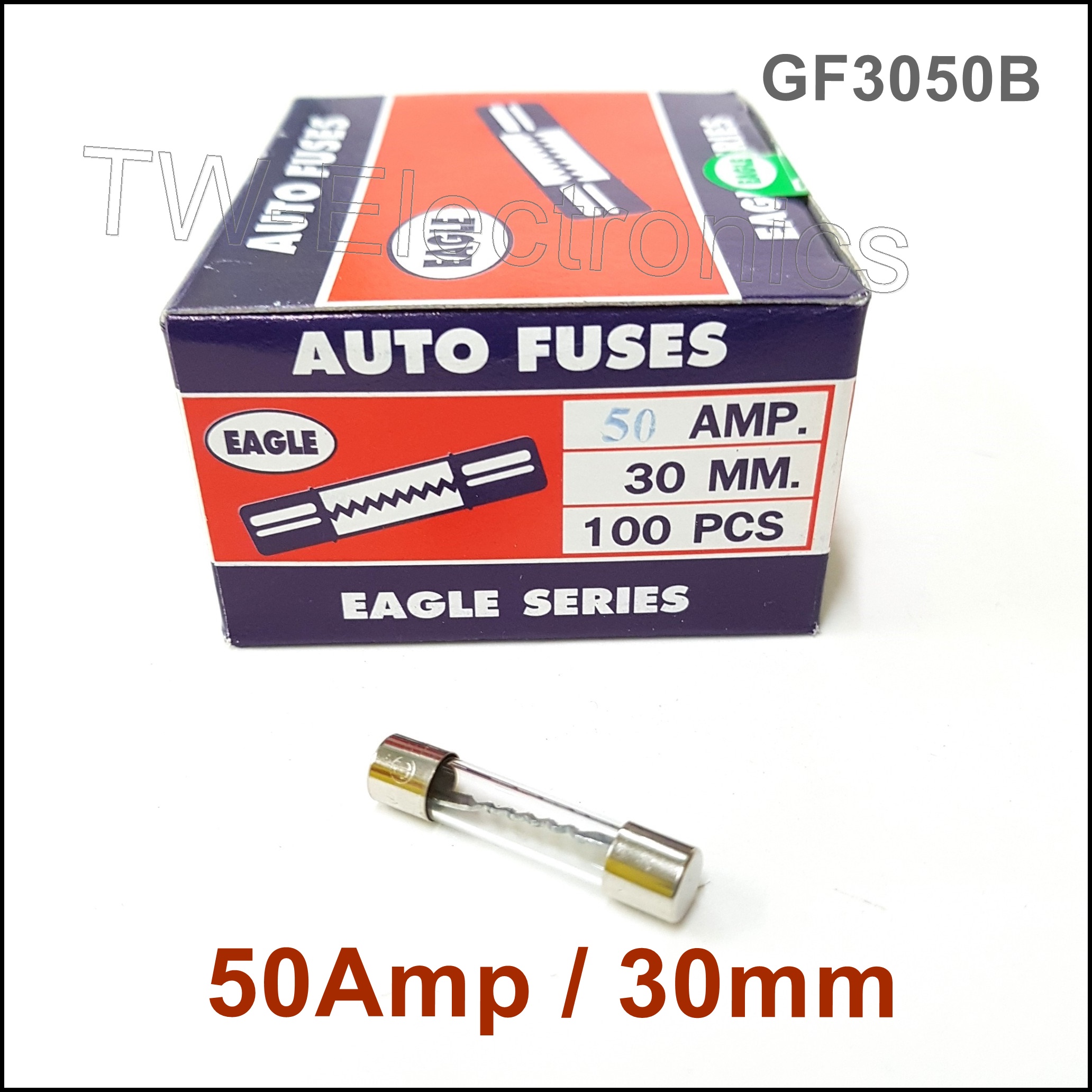 ฟิวส์แก้วยาว 50Amp / 30mm (100หลอด)