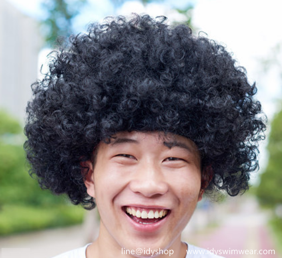 วิกผม วิกตัวตลก ผมทรง หัวฟู Afro แอฟโฟร ผมปลอม วิกคอสเพลย์ ดิสโก้ ขนาดฟรีไซส์ยางยืด สีดำ