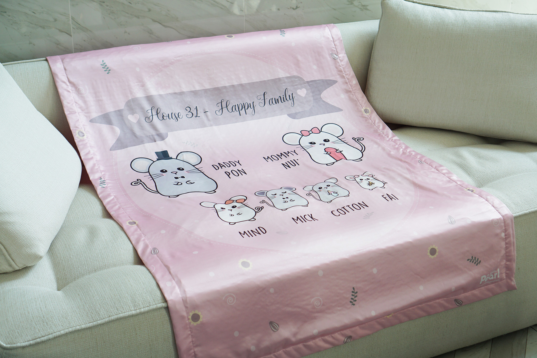 ผ้าห่มเด็ก ใส่ชื่อ ลาย Mini Mouse - Pink