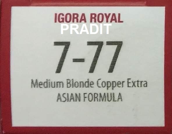 Schwarzkopf Igora Royal ครีมย้อมผม อีโกร่า รอยัล เบอร์7-77 สีบลอนด์กลางทองแดงพิเศษ (60ml) 80 กรัม