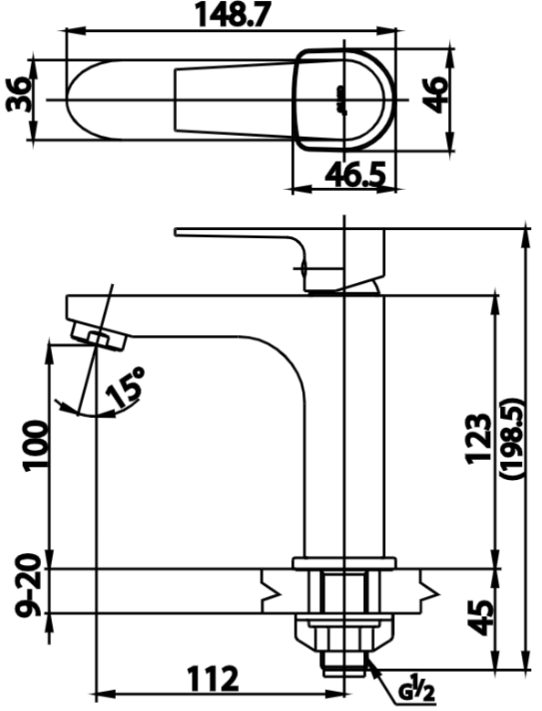 COTTO CT1160AN(HM) ก็อกเดี่ยวอ่างล้างหน้าแบบก้านโยก