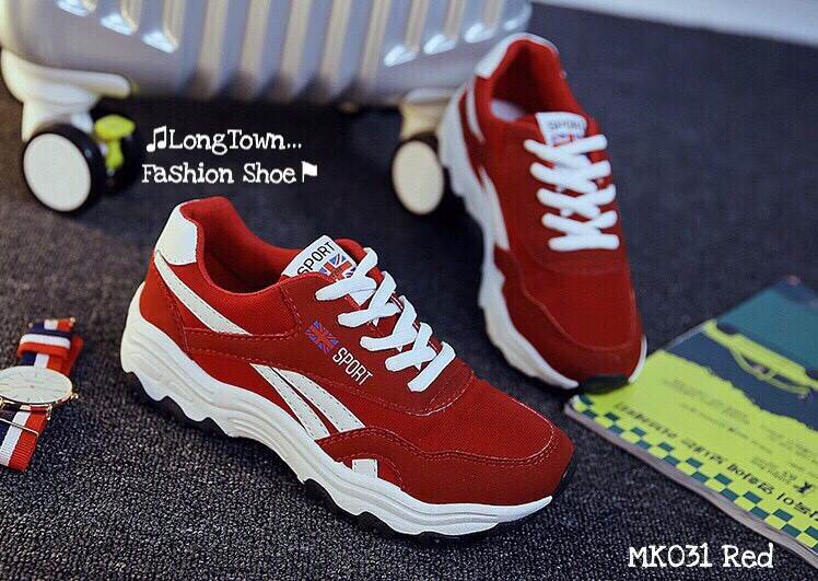 รองเท้าผ้าใบสปอร์ตแต่งลาย (สีขาว)