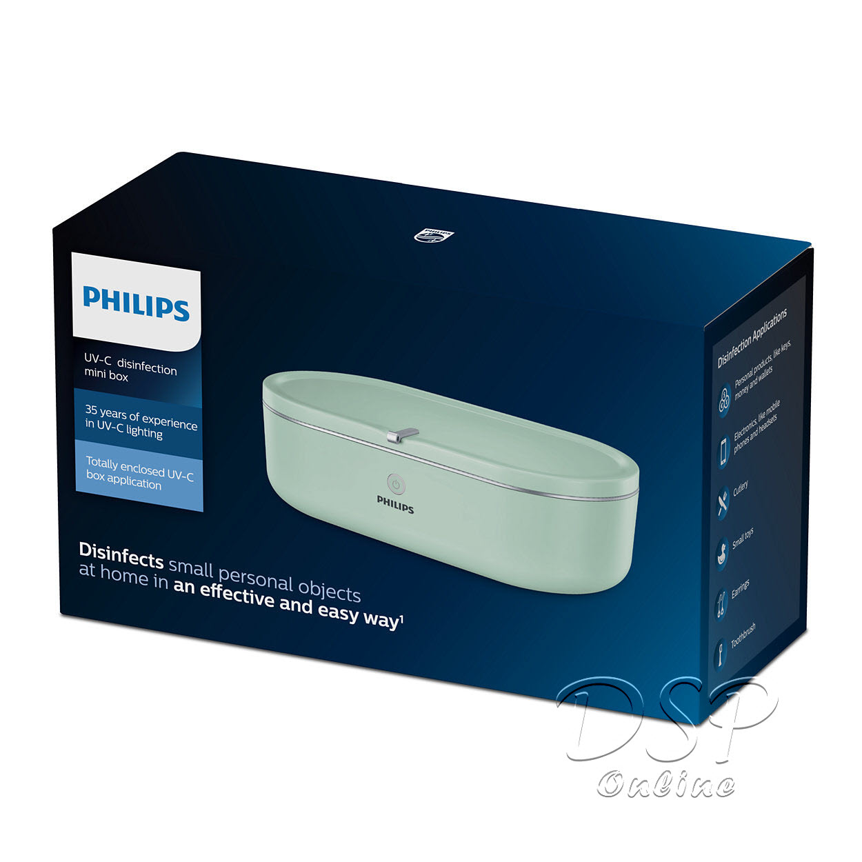 ขายถูก Philips Lighting UV - C Disinfection Mini Box กล่องอบฆ่าเชื้อโรค ขนาดพกพา สีเขียว ของแท้ ประกันศูนย์ 1ปี (Green)