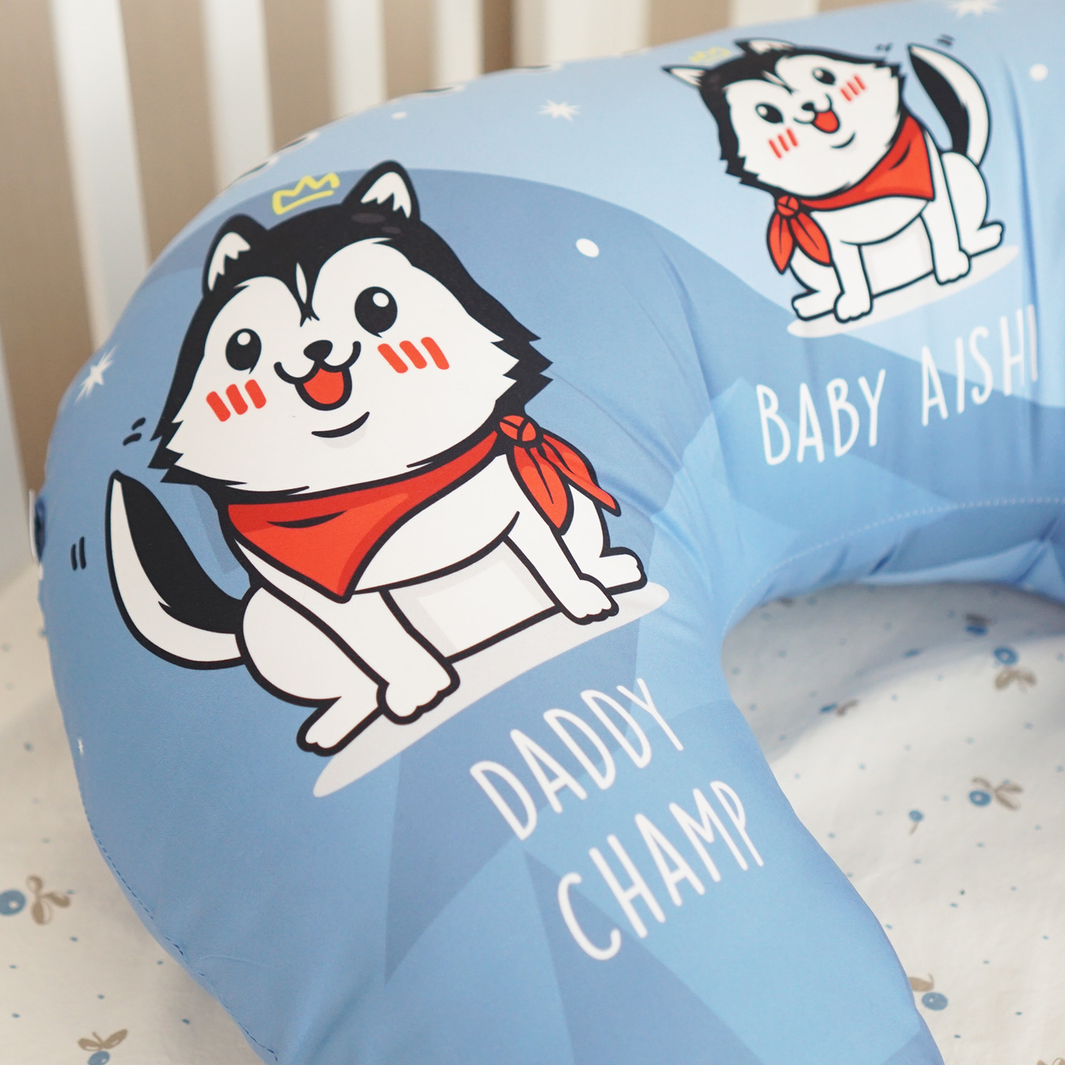 หมอนรองให้นม สั่งทำใส่ชื่อ ลาย Siberian - Husky