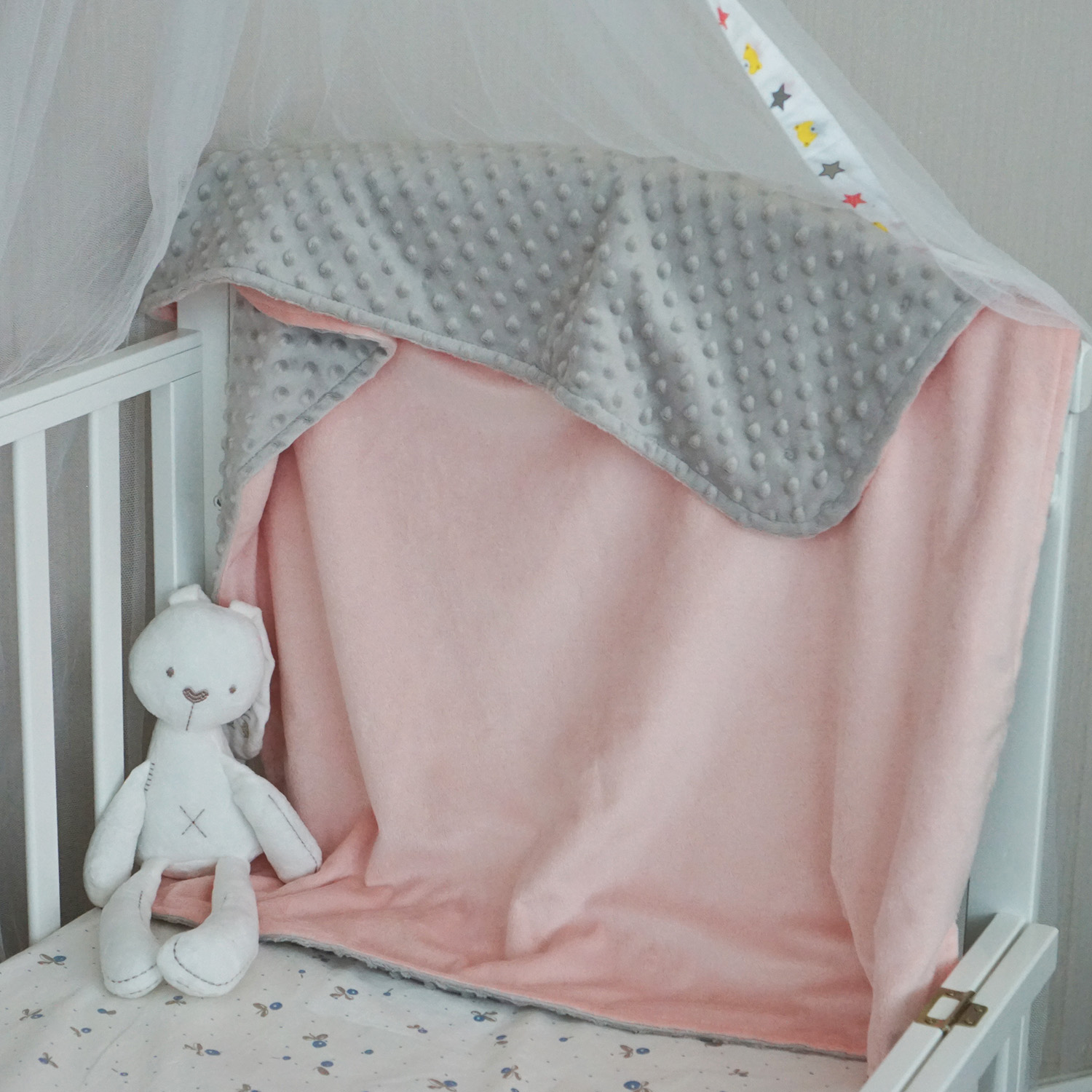 ผ้าห่ม Minky 75x100cm พร้อมส่ง Rose Quartz&Grey