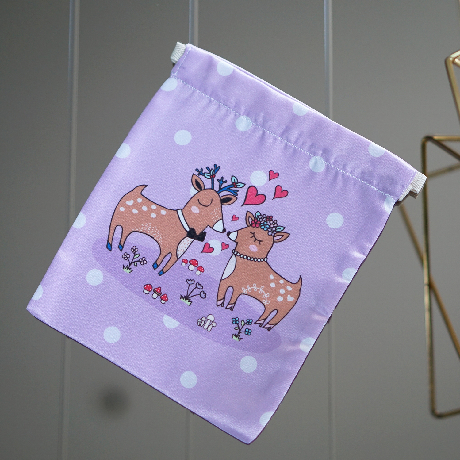 ผ้าคลุมให้นม สั่งทำใส่ชือ ลาย Couple Deer - Lavender