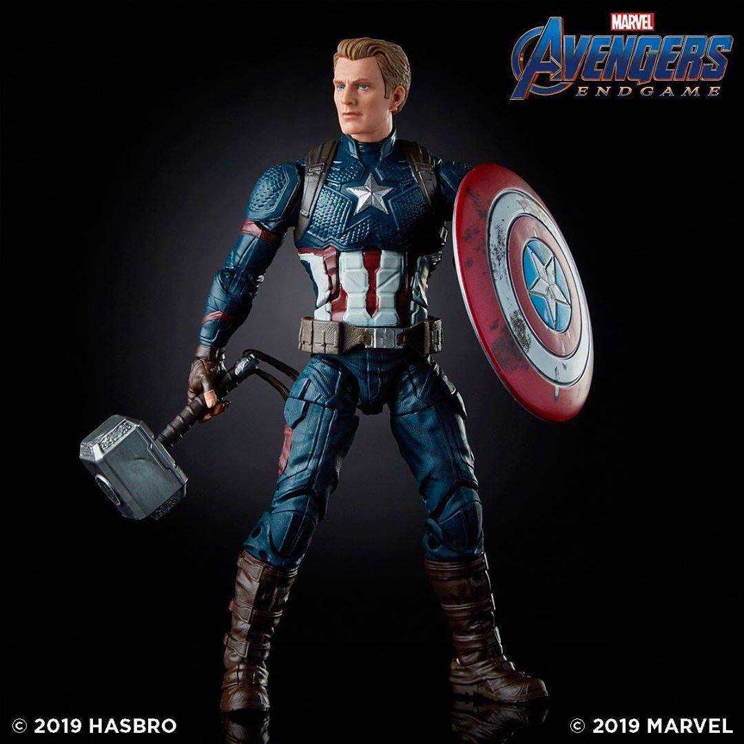 Hasbro Marvel Legends Series Avengers : Endgame 6-inch Captain America Figure With Mjolnir ฮาสโบร มาร์เวล เลเจนด์ ซีรี่ย์ส อเวนเจอร์ส หุ่นโมเดลฟิกเกอร์ กัปตัน อเมริกา 6 นิ้ว พร้อมค้อนธอร์ (โยเนียร์) ลิขสิทธิ์แท้