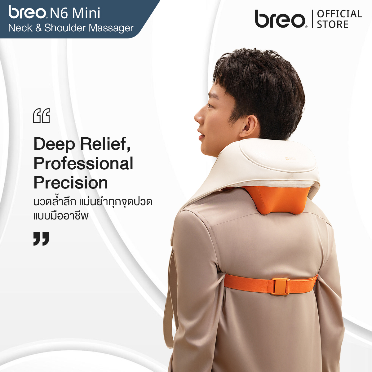 breo N6 mini เครื่องนวดคอ บ่า ไหล่ Neck&Shoulder Massager นวัตกรรม Hall Sensor ตรวจจับสรีระ หัวนวดดอกพลัมเข้าถึงพังผืด